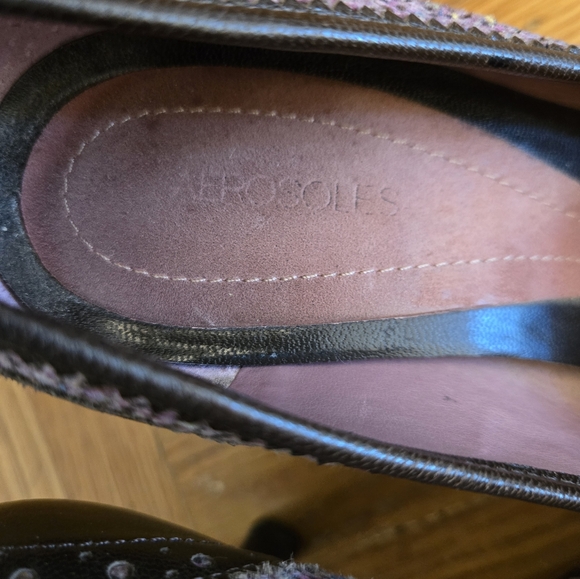 Aerosoles Pink Tweed & Chocolate Leather Heels, Sz 6 - Picture 3 of 8